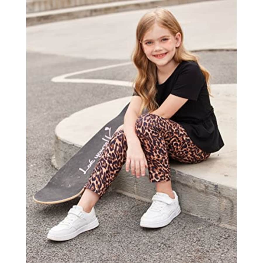 Arshiner Baby Girls Black Outfits for Spring Summer 2 PCS Activewear Leopard Print Tee & Leggings for $10