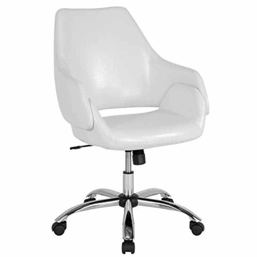 Flash Furniture Madrid Home and Office Upholstered Mid-Back Chair in White LeatherSoft for $289