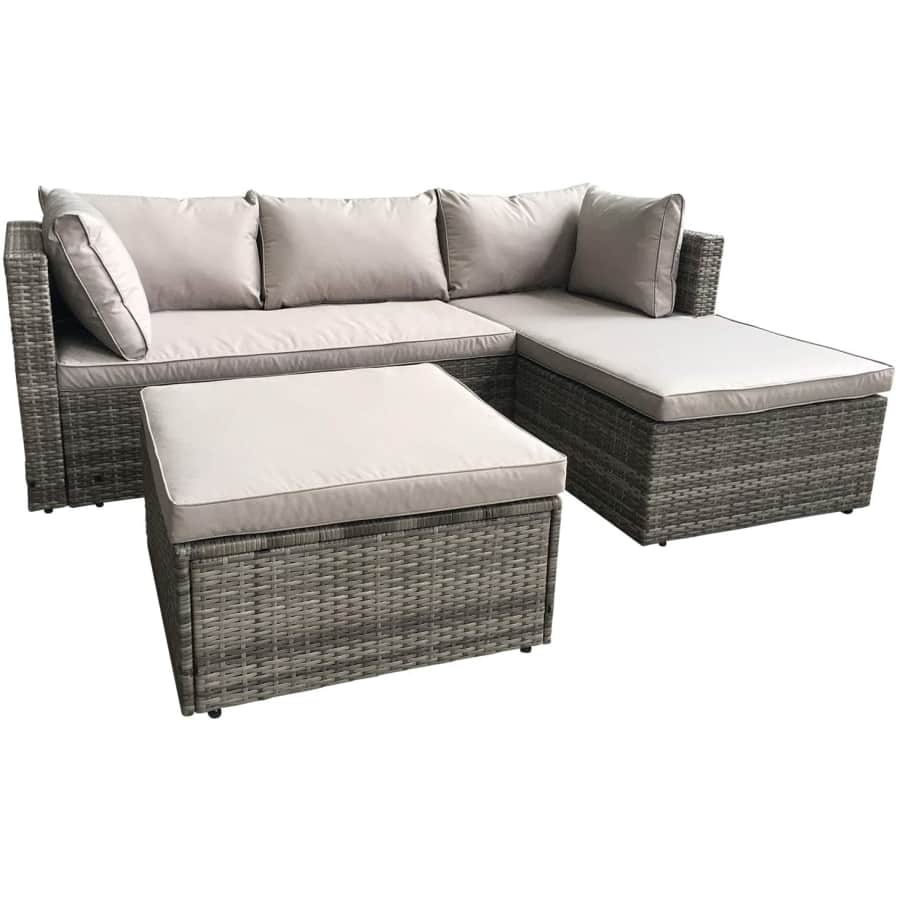 AmazonBasics 3-Piece Wicker Rattan Patio Sectional Sofa Set w/ Cushions for $350