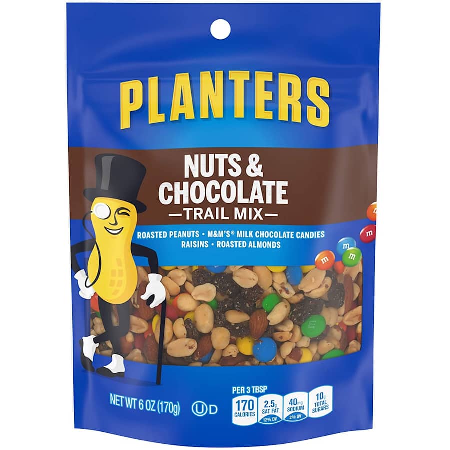 Planters 6-oz. Nuts & Chocolate M&M's Trail Mix Pouch for $2 via Sub & Save Planters 6-oz. Nuts & Chocolate M&M's Trail Mix Pouch for $2 via Sub & Save