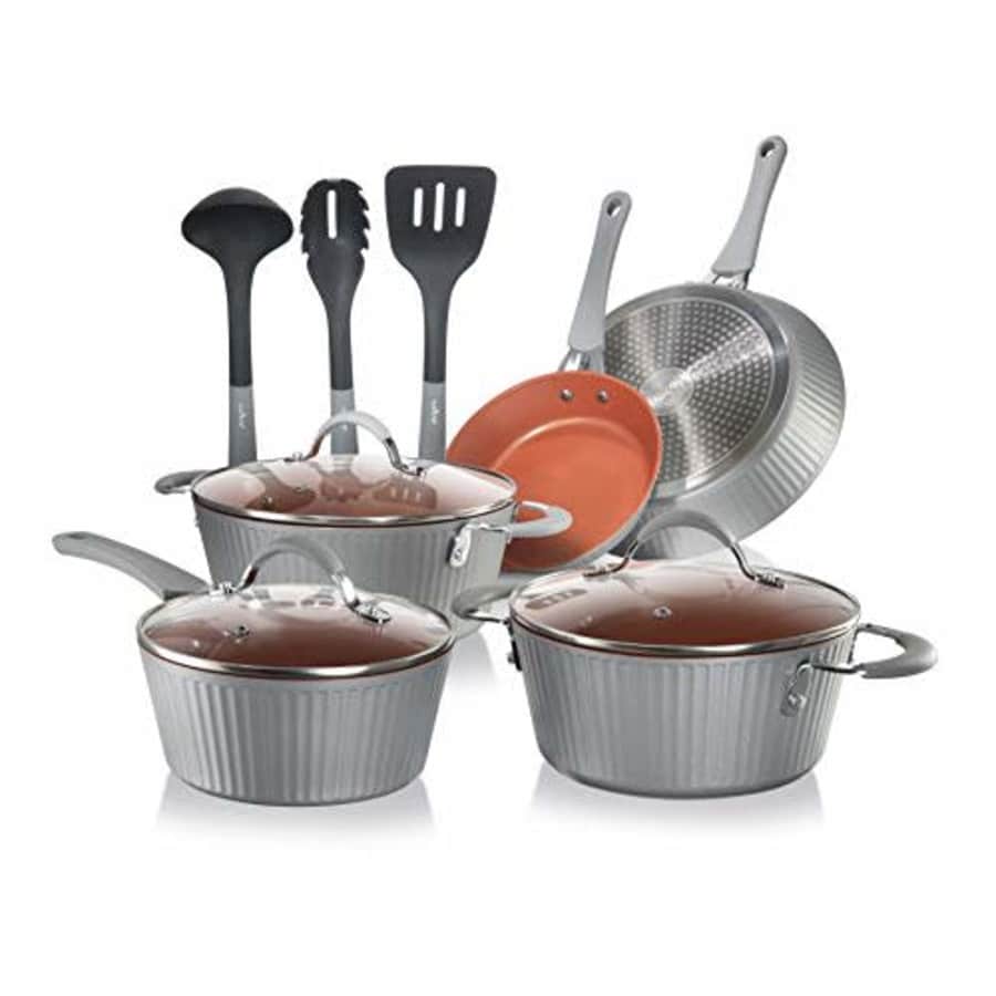 NutriChef Nonstick Cookware Excilon |Home Kitchen Ware Pots & Pan Set with Saucepan, Frying Pans, for $75
