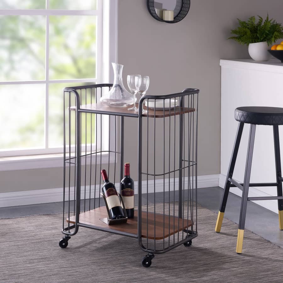 BH&G Rectangular Metal Bar Cart w/ Shelves for $61