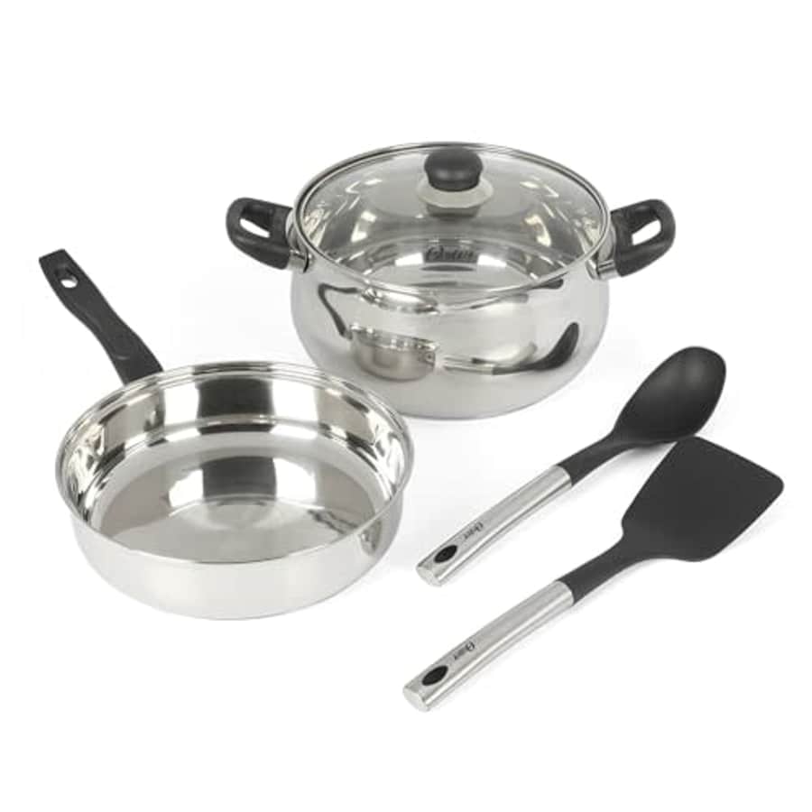 Oster Rametto 5 pc Stainless Steel Pots and Pans Cookware Set w/Kitchen Tools for $50 Oster Rametto 5 pc Stainless Steel Pots and Pans Cookware Set w/Kitchen Tools for $50