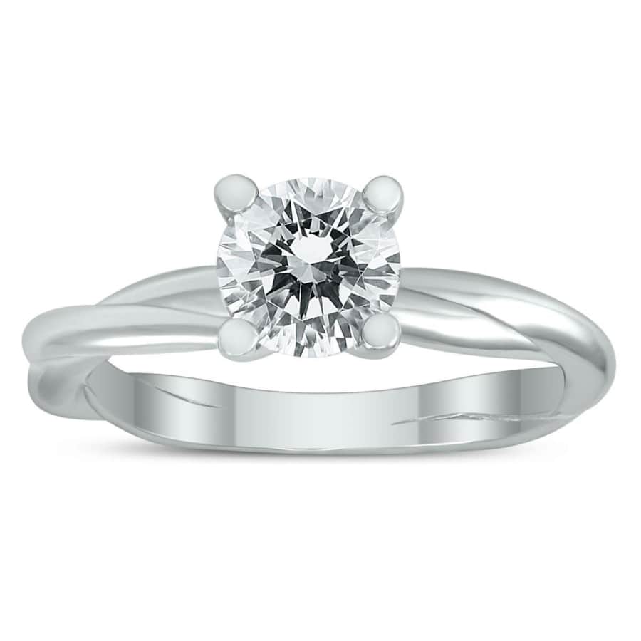 Szul 1-tcw Diamond Solitaire Braided Twist Ring in 14K White Gold for $1,049