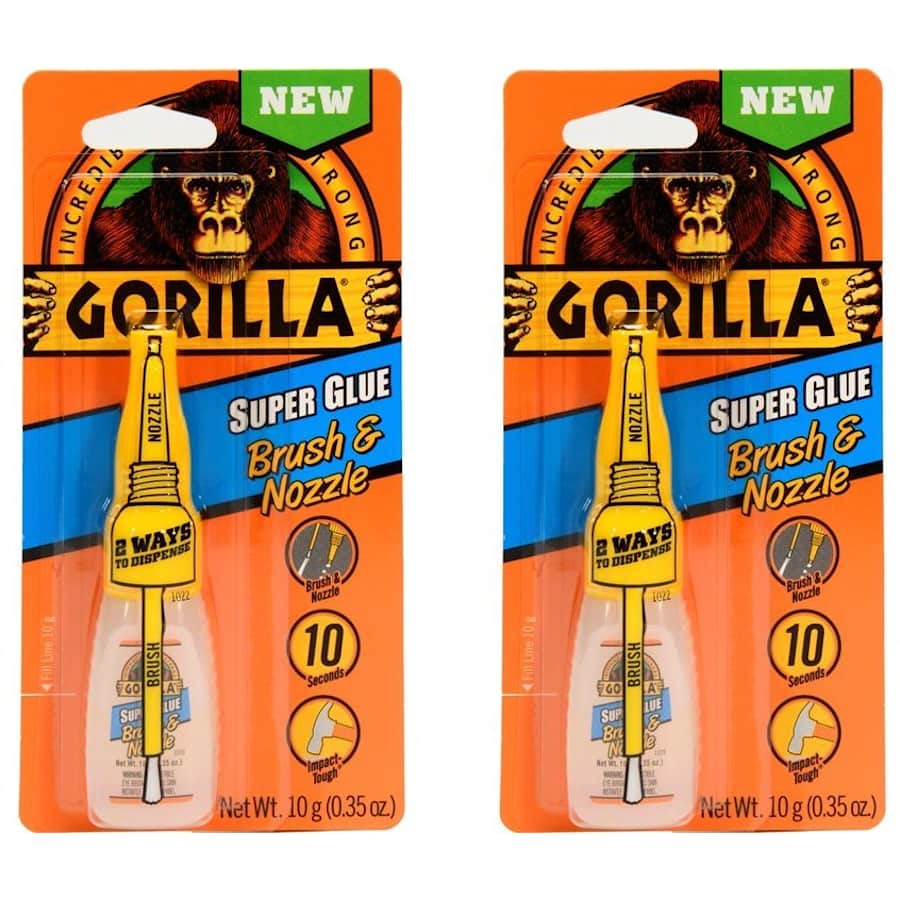 Gorilla Super Glue with Brush & Nozzle 10g Bottle 2-Pack for $8 Gorilla Super Glue with Brush & Nozzle 10g Bottle 2-Pack for $8