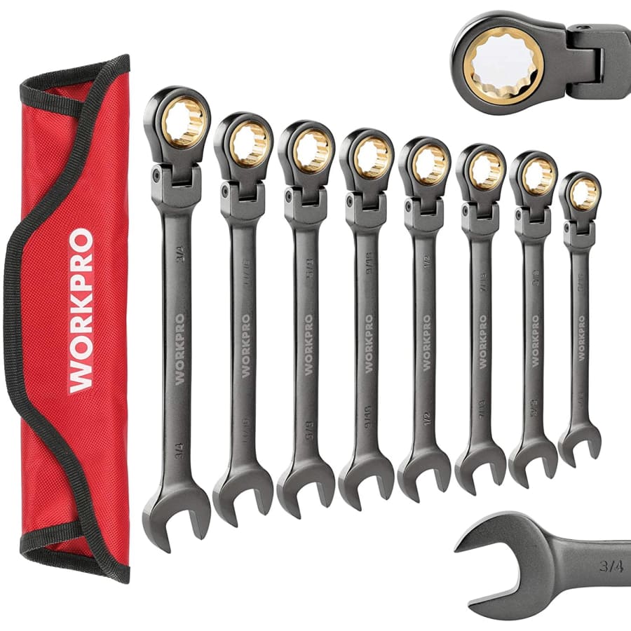 WorkPro 8-Piece Flex-Head Ratcheting Combination Wrench Set for $47