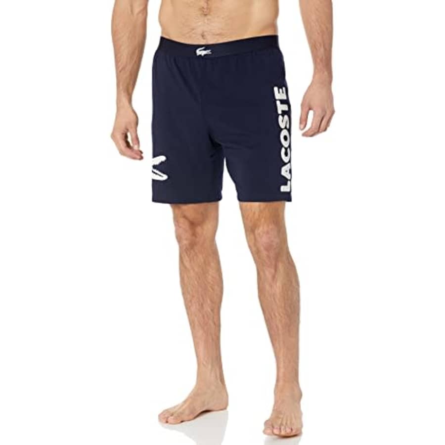 Lacoste Men's Straight Fit Croc Shorts, Navy Blue/White, X-Small for $30 Lacoste Men's Straight Fit Croc Shorts, Navy Blue/White, X-Small for $30
