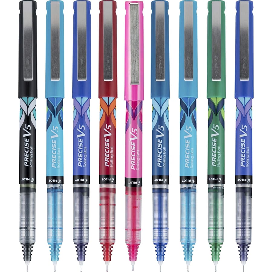 Pilot V5 Deco Liquid Ink Rolling Ball Stick Pen 9-Pack for $5