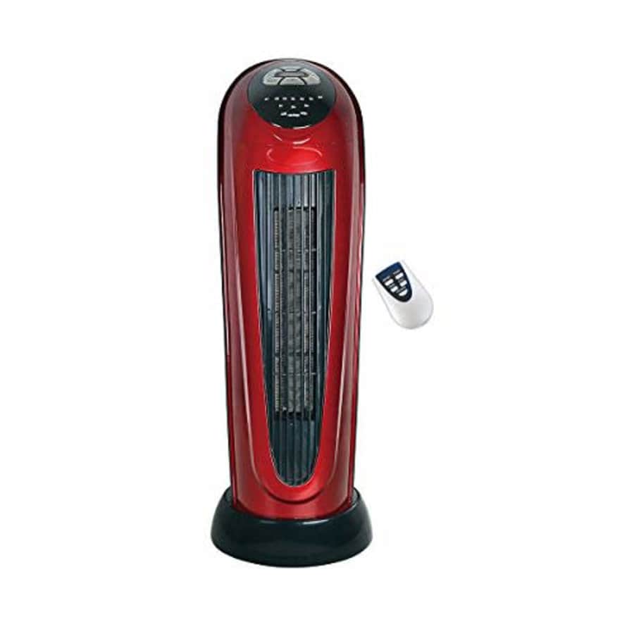 Optimus H-7328 22" Oscillating Tower Heater with Digital Readout, 1-Pack, Black/Red for $63 Optimus H-7328 22" Oscillating Tower Heater with Digital Readout, 1-Pack, Black/Red for $63