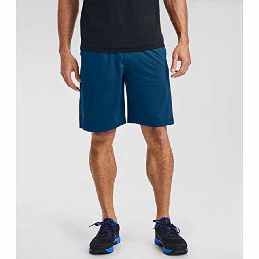 Under Armour Men's Raid 10-inch Workout Gym Shorts, Graphite Blue (581)/Black, Small for $47