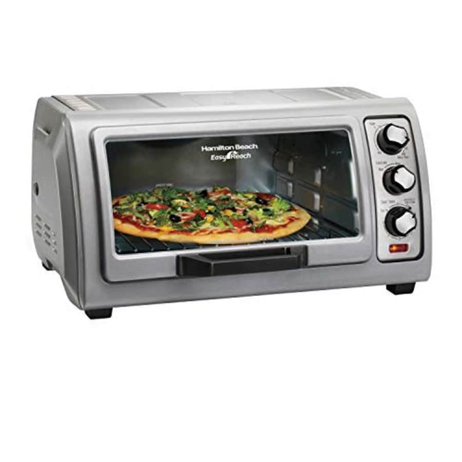 Hamilton Beach 6-Slice Countertop Toaster Oven with Easy Reach Roll-Top Door, Bake Pan, Silver for $68 Hamilton Beach 6-Slice Countertop Toaster Oven with Easy Reach Roll-Top Door, Bake Pan, Silver for $68