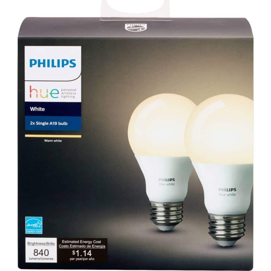 Philips Hue White 2-Count A19 LED Smart Bulb for $15 Philips Hue White 2-Count A19 LED Smart Bulb for $15