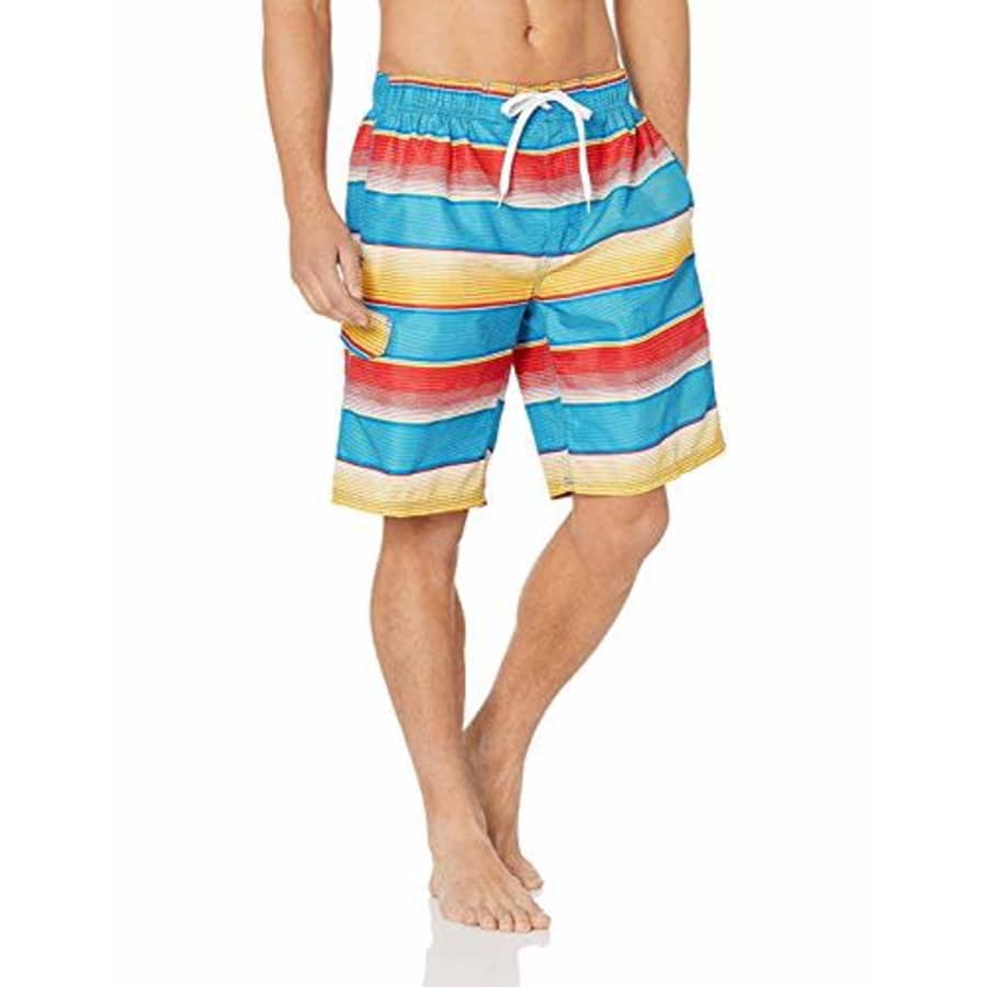 Kanu Surf Men's Legacy Swim Trunks (Regular & Extended Sizes), Pipeline Blue/Orange, Large for $15