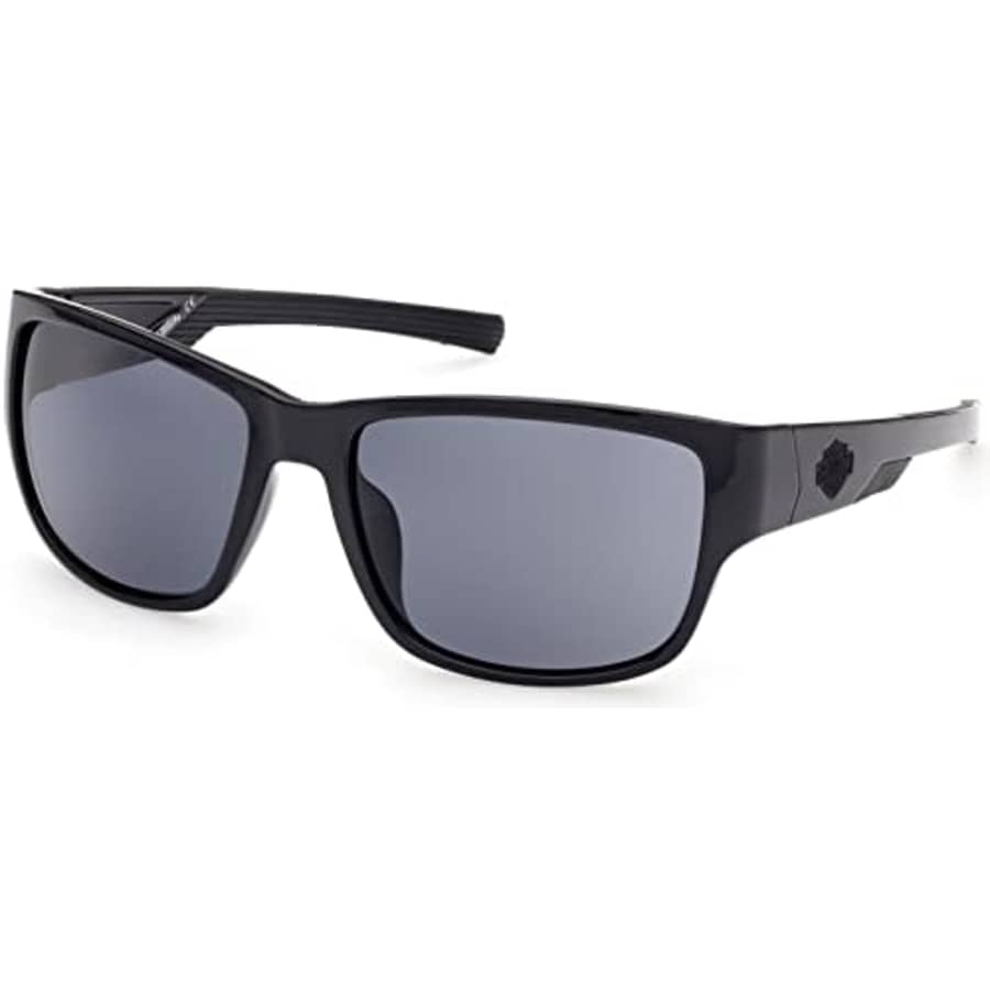 HARLEY-DAVIDSON Contemporary Square Sunglasses, polished black, Lenti Fumo for $44