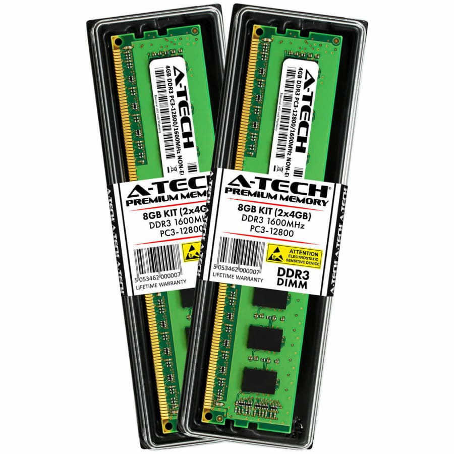 A-Tech 8GB 2 x 4GB PC3-12800 Desktop RAM for $25