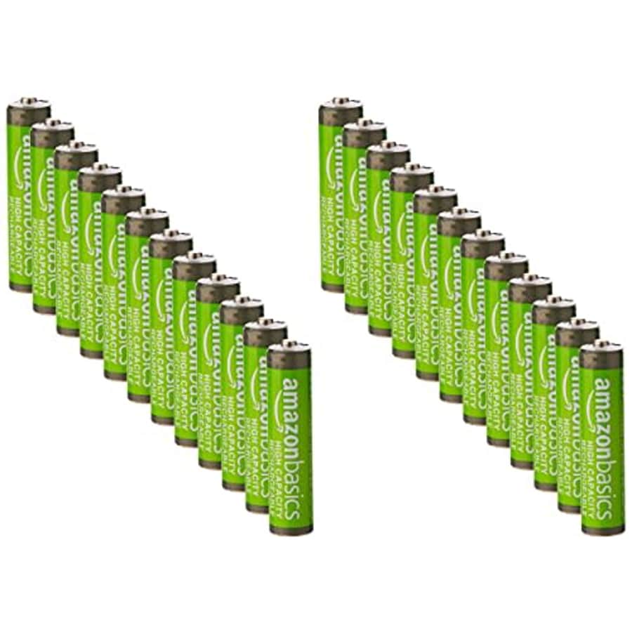 Amazon Basics 24-Pack AAA High-Capacity 850 mAh Rechargeable Batteries, Pre-Charged, Recharge up to for $19 Amazon Basics 24-Pack AAA High-Capacity 850 mAh Rechargeable Batteries, Pre-Charged, Recharge up to for $19
