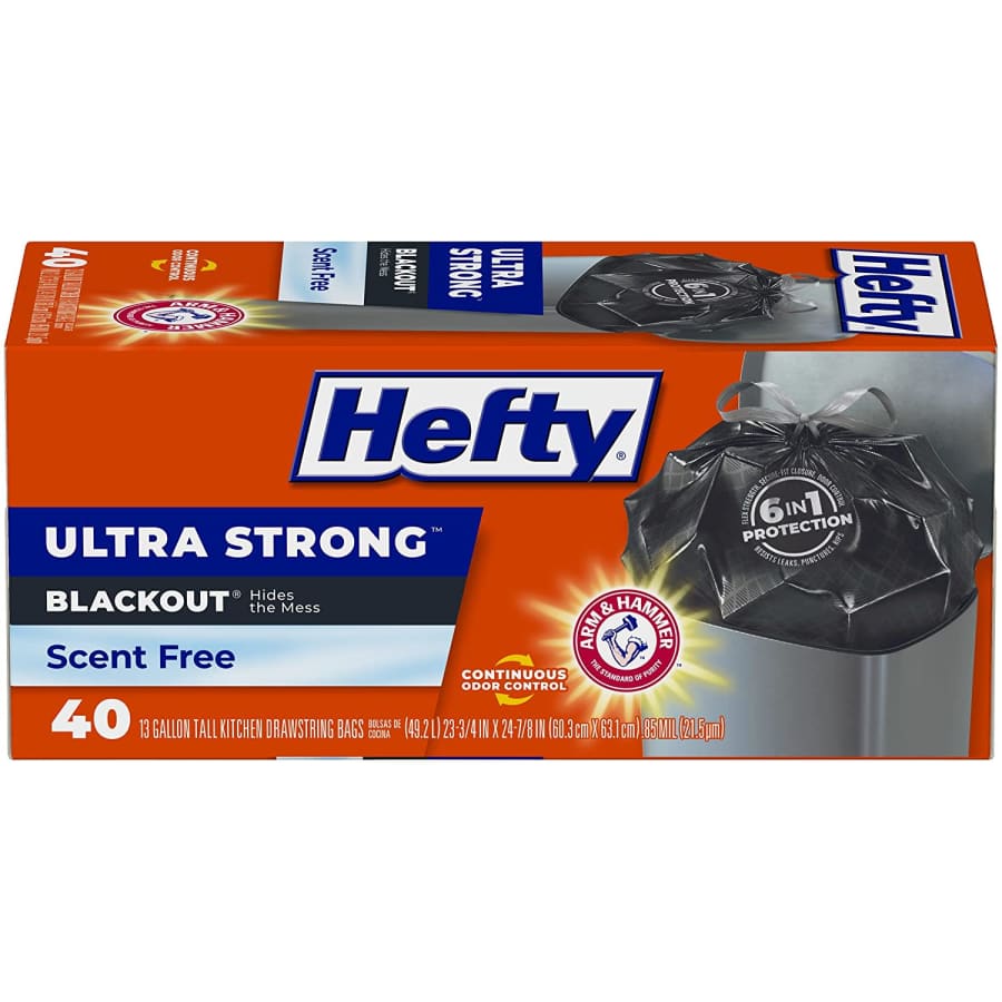 Hefty Ultra Strong Blackout 13-Gal. Garbage Bag 40-Pack for $9