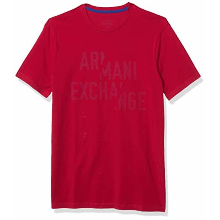 A|X Armani Exchange Men's Crew Neck Short Sleeve Scattered Logo T-Shirt, Cerise, XX-Large for $38