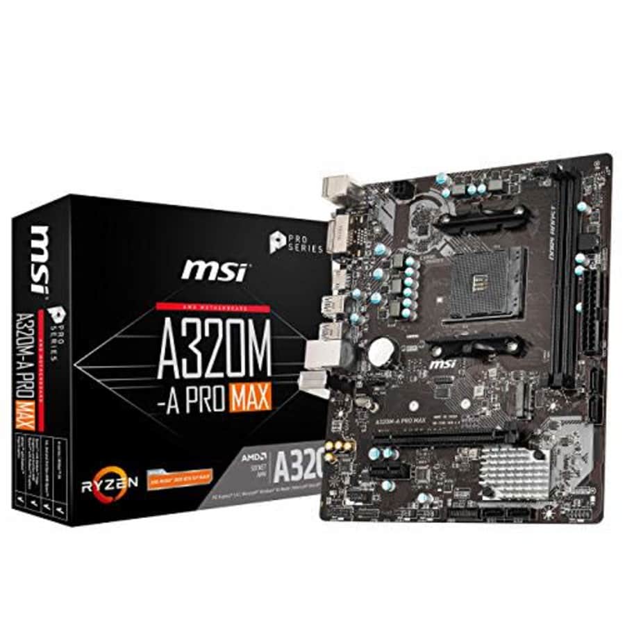 MSI ProSeries AMD A320 1st, 2nd, 3rd Gen Ryzen Compliant AM4 DDR4 HDMI DVI M.2 USB 3 Micro-ATX for $87 MSI ProSeries AMD A320 1st, 2nd, 3rd Gen Ryzen Compliant AM4 DDR4 HDMI DVI M.2 USB 3 Micro-ATX for $87