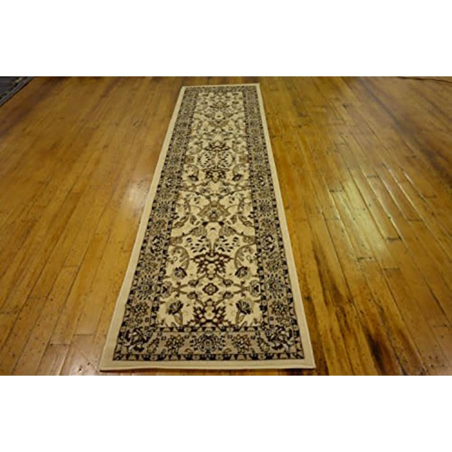 Unique Loom Kashan Collection Traditional Floral Overall Pattern with Border Ivory Runner Rug (2' 7 for $41
