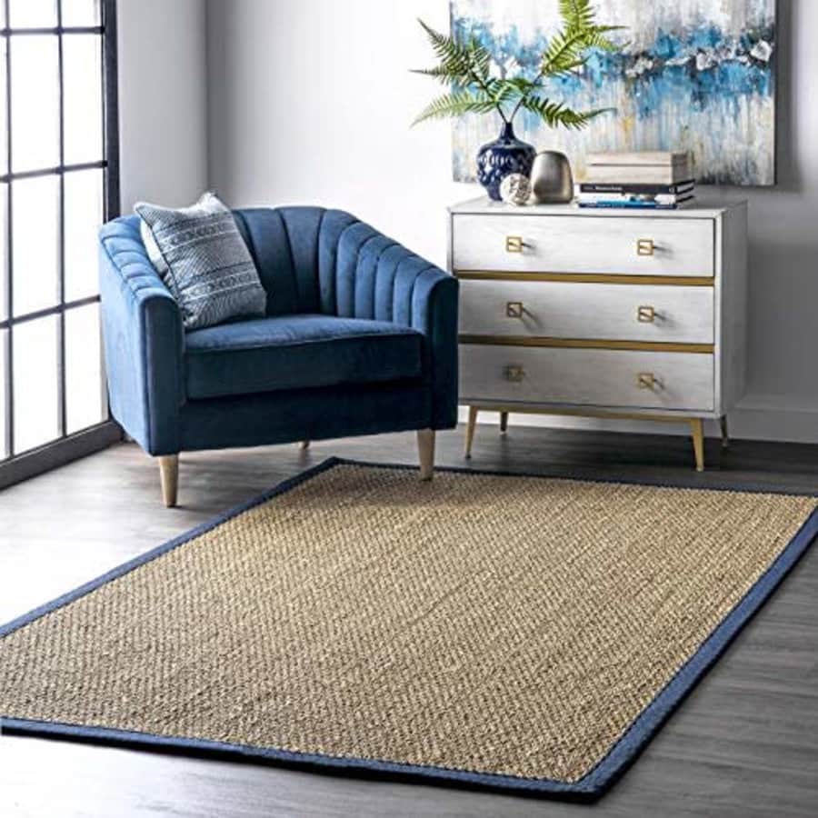 nuLOOM Elijah Seagrass Natural Area Rug, 5' x 8', Navy for $105