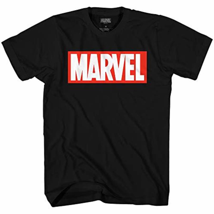 Marvel Men's Comics Simple Classic Logo T-Shirt, Black, Large for $16