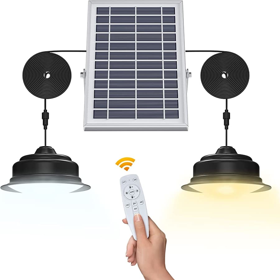 Wecsord Dual Head Solar Pendant Lights for $35 Wecsord Dual Head Solar Pendant Lights for $35
