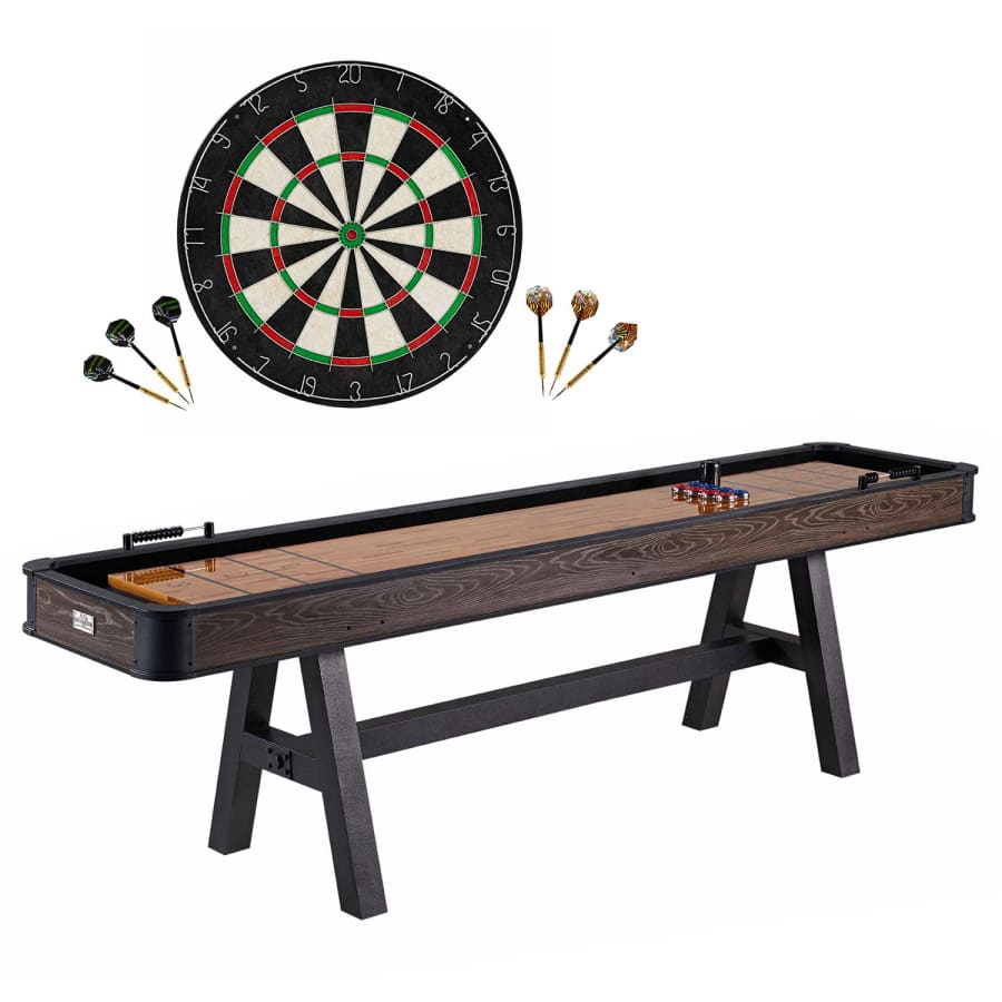 MD Sports 9-Foot Shuffleboard Table w/ Dartboard for $332