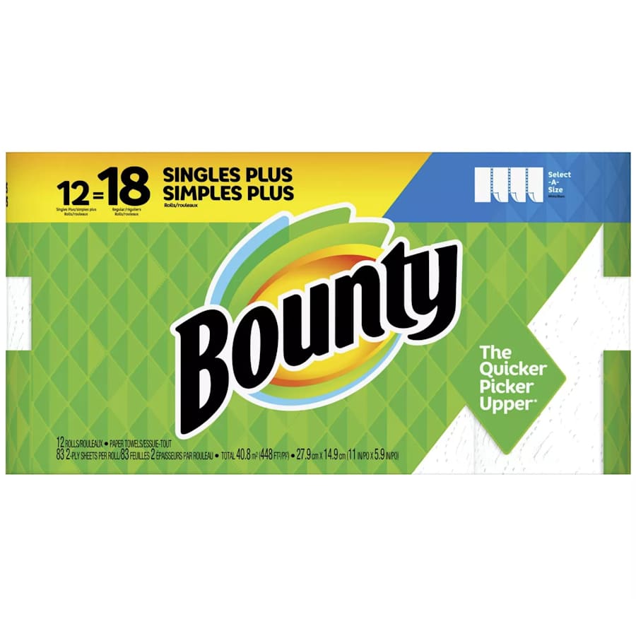 Bounty Select-A-Size Singles Plus Paper Towel 12-Pack for $24 Bounty Select-A-Size Singles Plus Paper Towel 12-Pack for $24