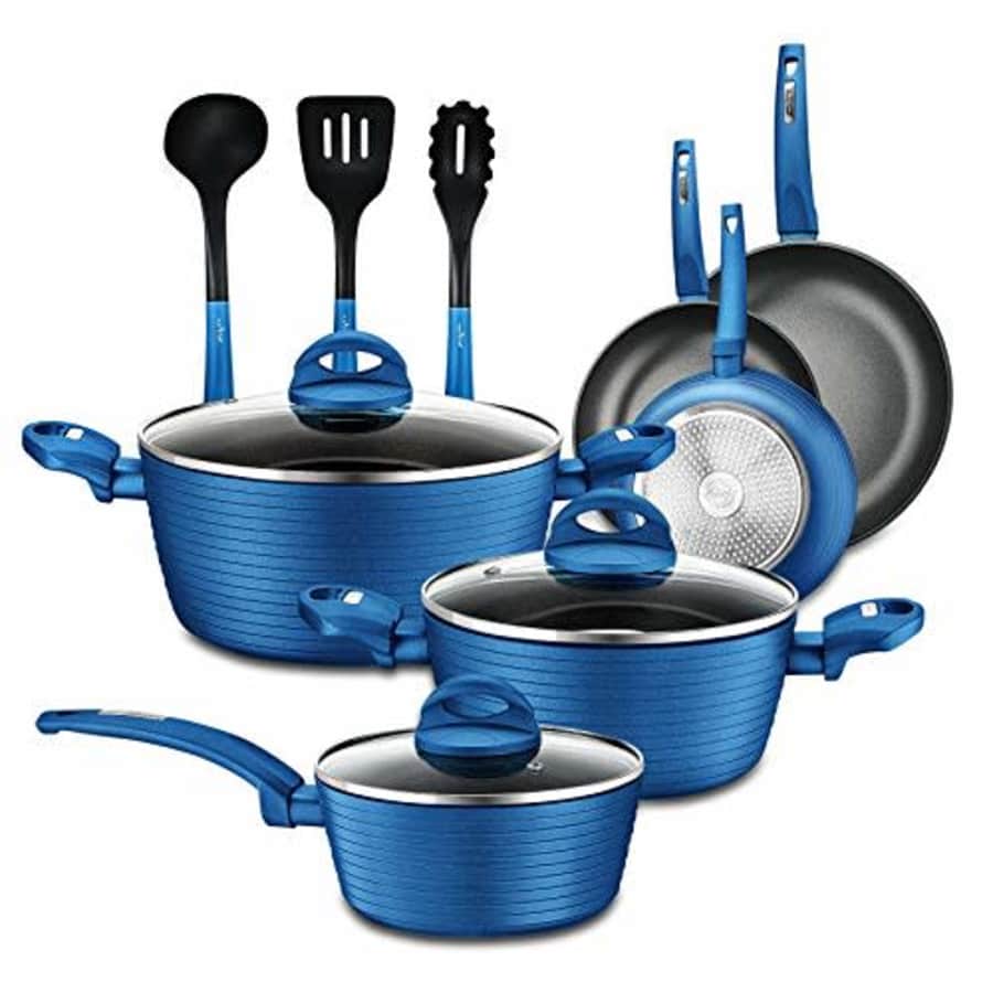 NutriChef - NCCW12BLU NutriChef Nonstick Kitchen Cookware Set - Professional Hard Anodized Home for $96