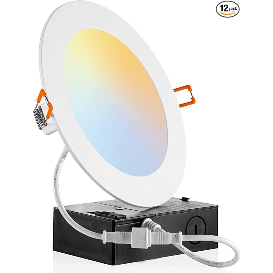 Orein 6" LED Recessed Light with Junction Box 12-pack for $63