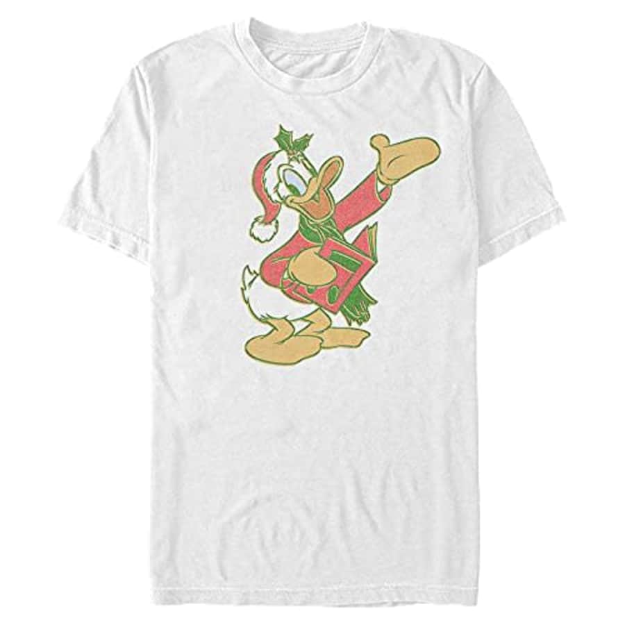 Disney Men's Characters Duck Carols T-Shirt, White, Medium for $11