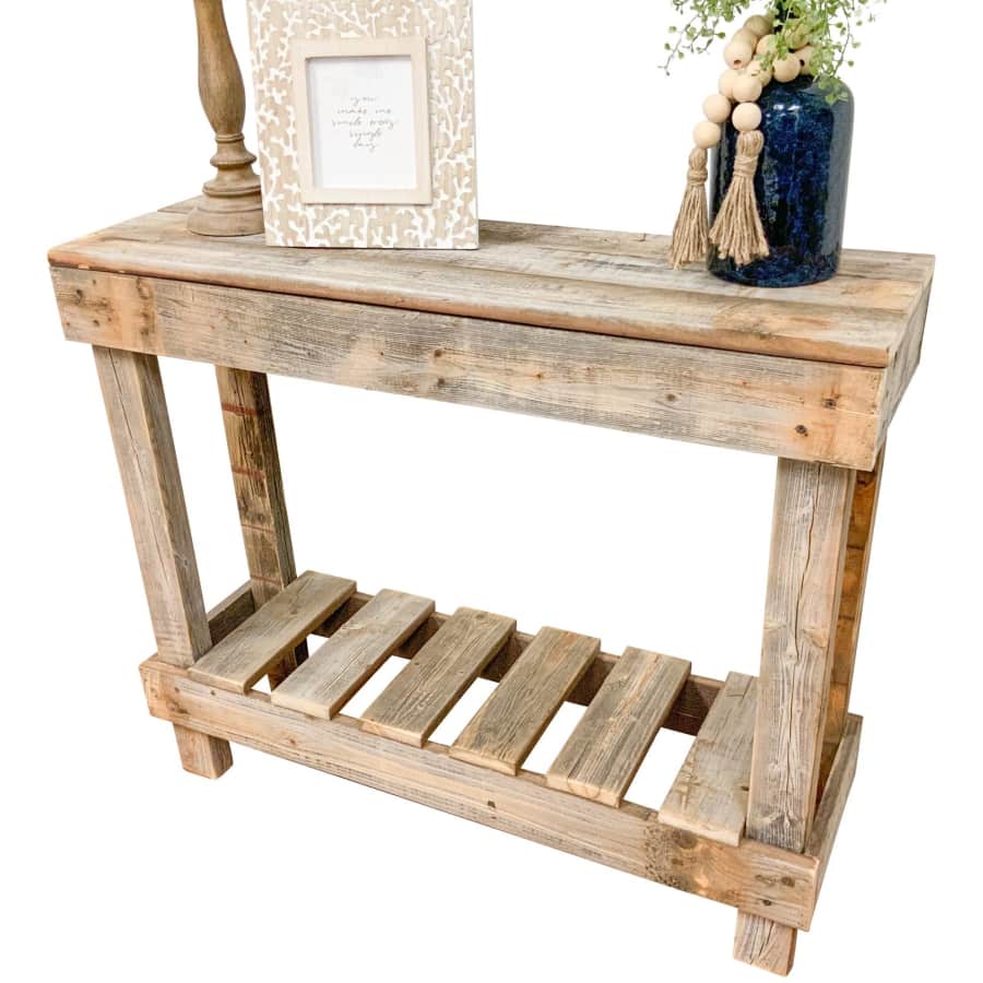 Del Hutson Designs Barnwood 38" Reclaimed Wood Sofa Console Table for $60 Del Hutson Designs Barnwood 38" Reclaimed Wood Sofa Console Table for $60