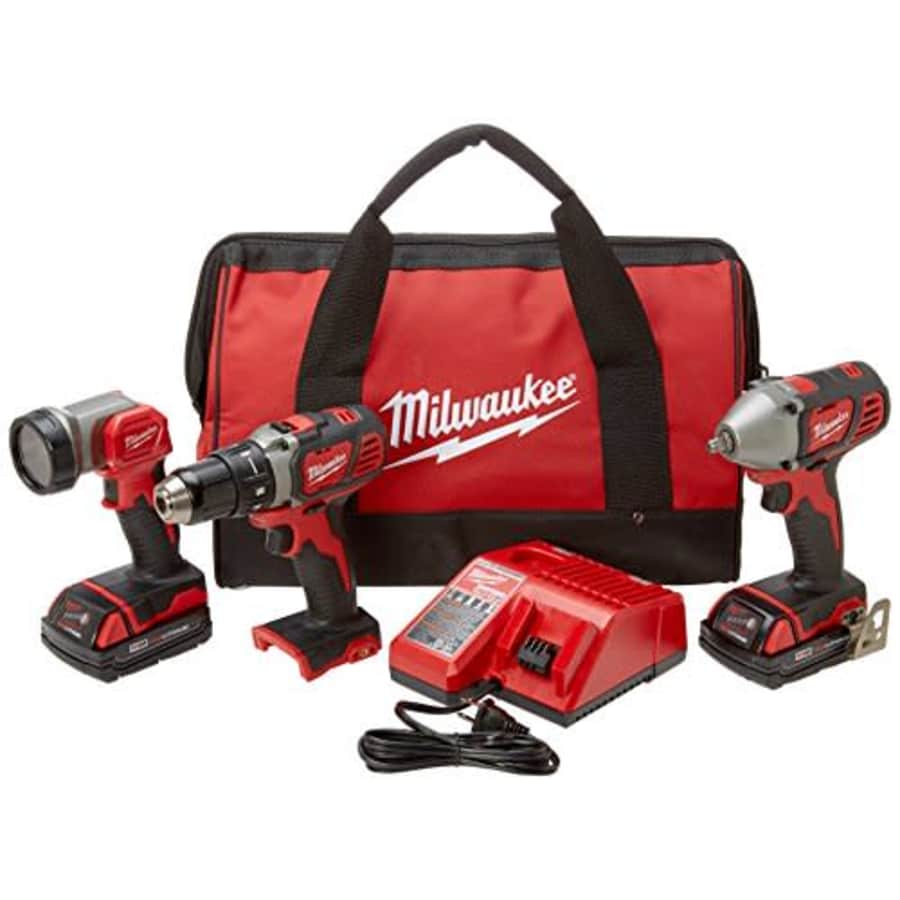 Milwaukee 2691-23 M18 18-Volt Lithium-Ion Cordless Compact Drill/Impact Wrench/Light 3-Tool Combo for $483