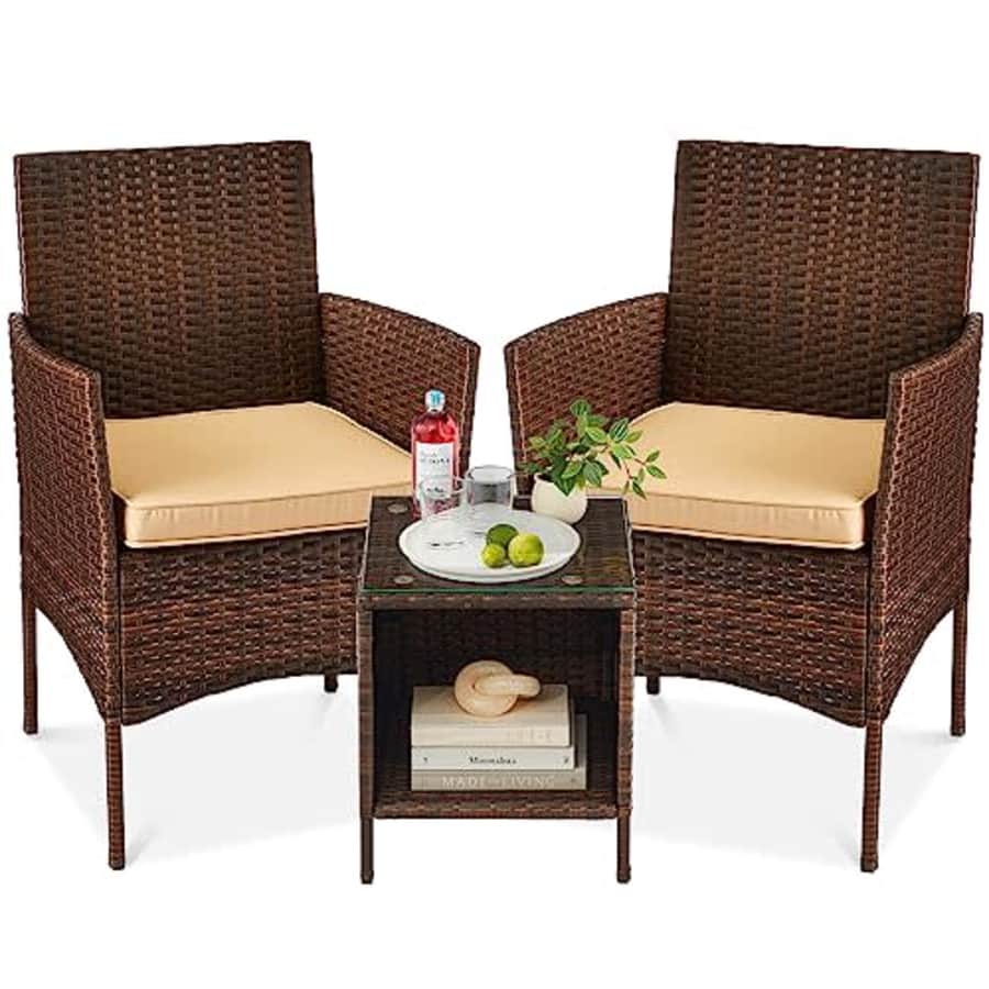 Best Choice Products 3-Piece Outdoor Wicker Conversation Bistro Set, Space Saving Patio Furniture for $100 Best Choice Products 3-Piece Outdoor Wicker Conversation Bistro Set, Space Saving Patio Furniture for $100