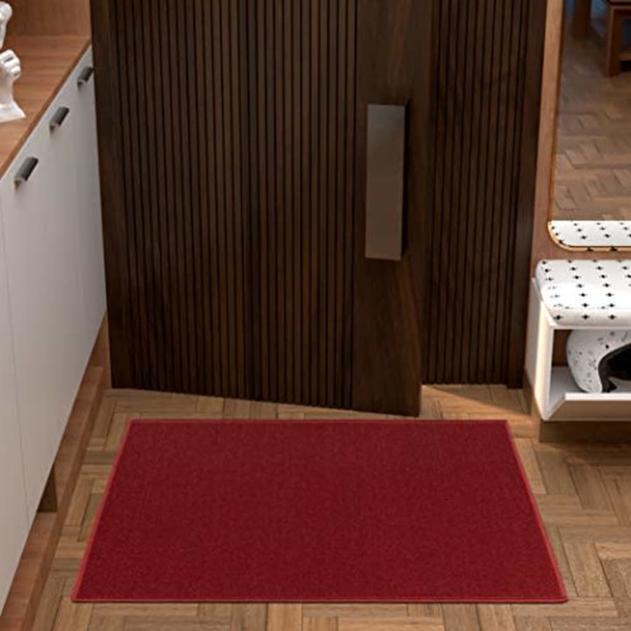 Ottomanson Ottohome Collection Solid Design Runner Rug, 2'3" X 3', Red Solid for $8 Ottomanson Ottohome Collection Solid Design Runner Rug, 2'3" X 3', Red Solid for $8