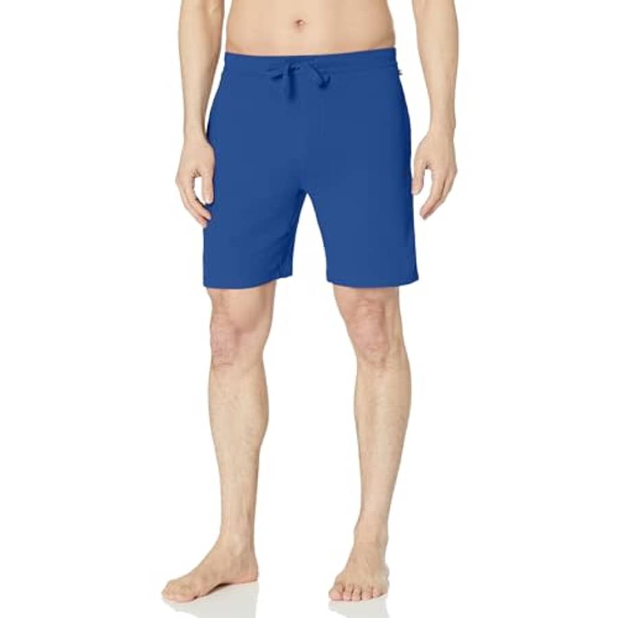 BOSS Men's Waffle Contrast Logo Lounge Shorts, Sodalite Blue for $29