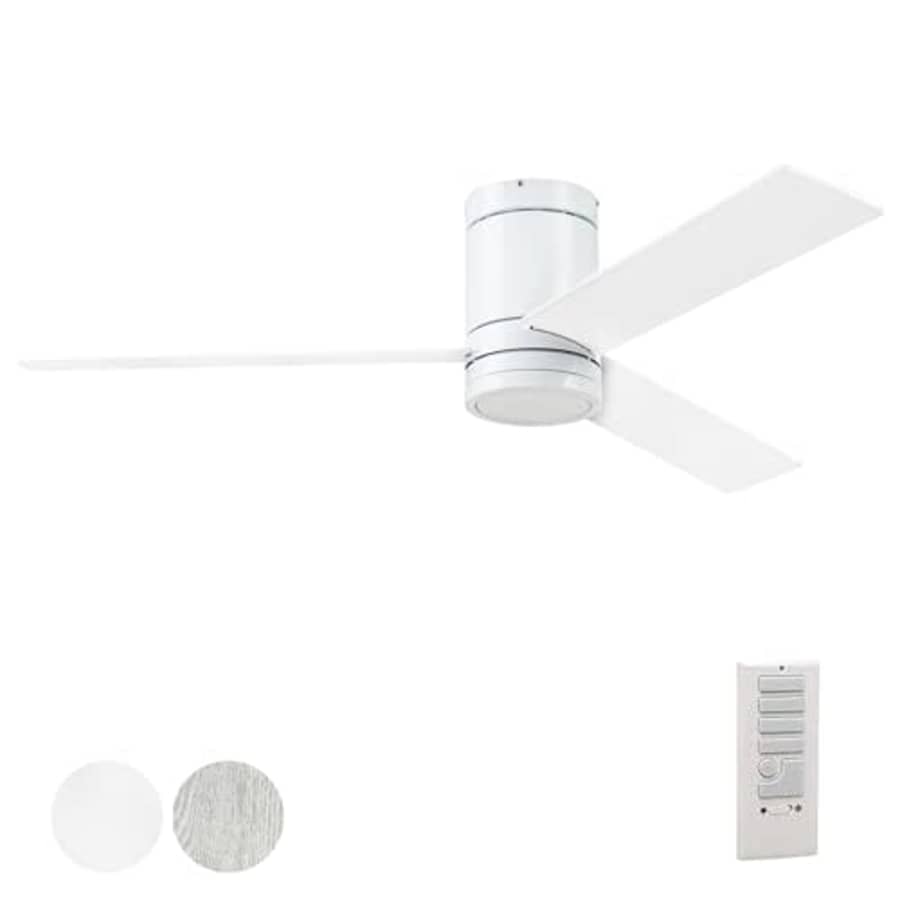 Prominence Home Espy, 52 Inch Flush Mount Contemporary Indoor LED Ceiling Fan with Light, Remote for $139