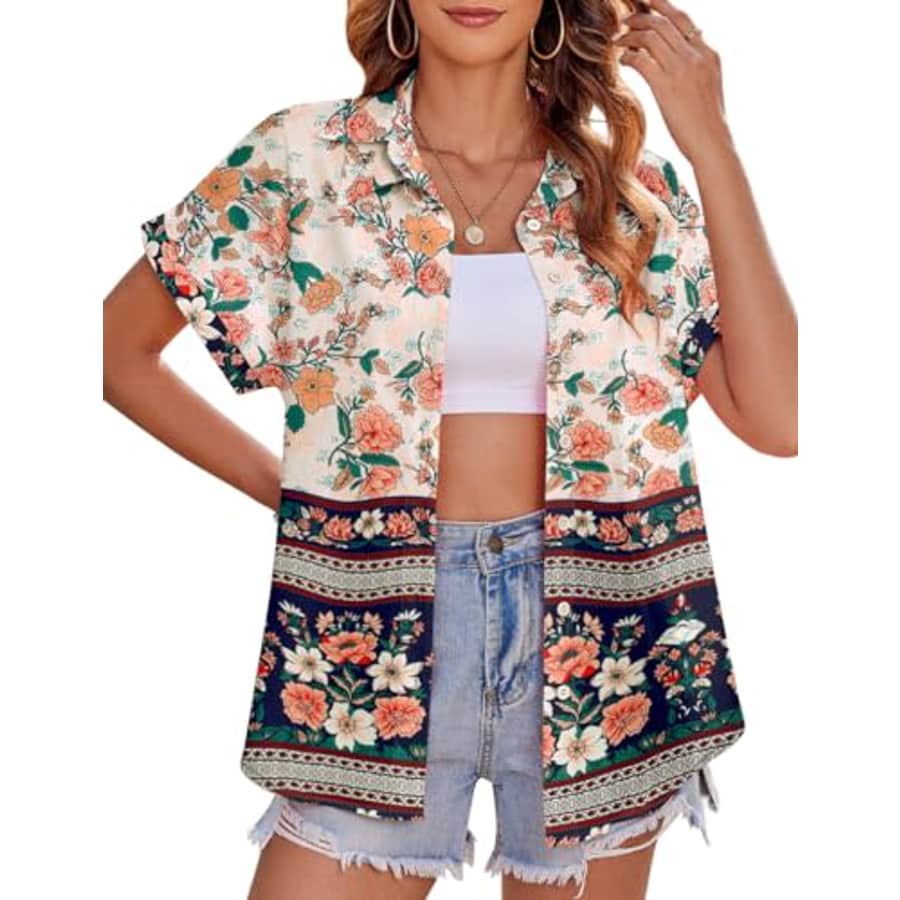 Women's Hawaiian Button Down Shirt for $12 Women's Hawaiian Button Down Shirt for $12