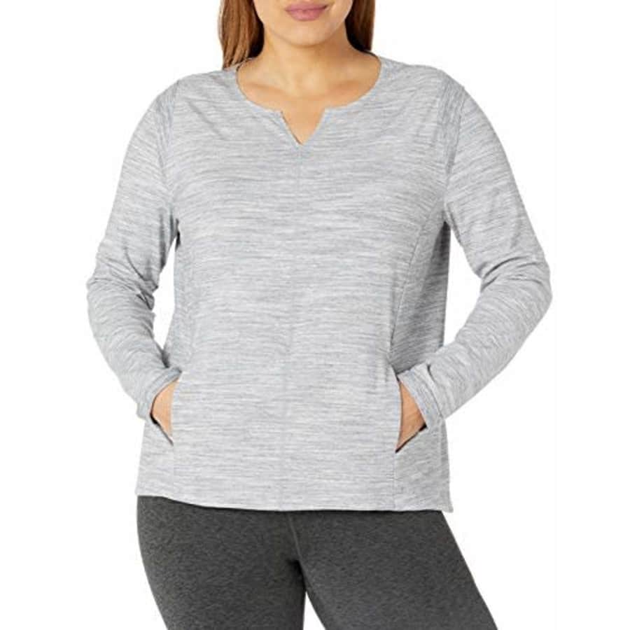 SHAPE activewear Women's Plus Size Modern Zen Pullover Sweatshirt, Heather Grey, 1X for $26