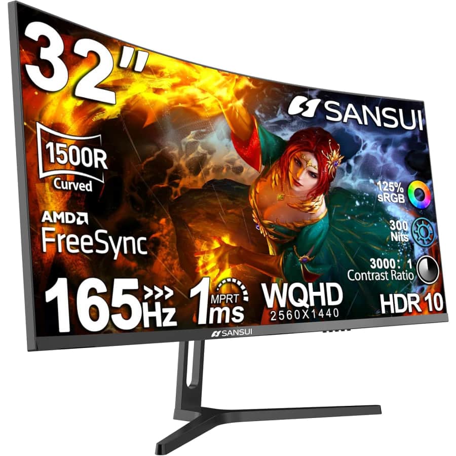 Sansui 32" 1440p 165Hz FreeSync Gaming Monitor: $180