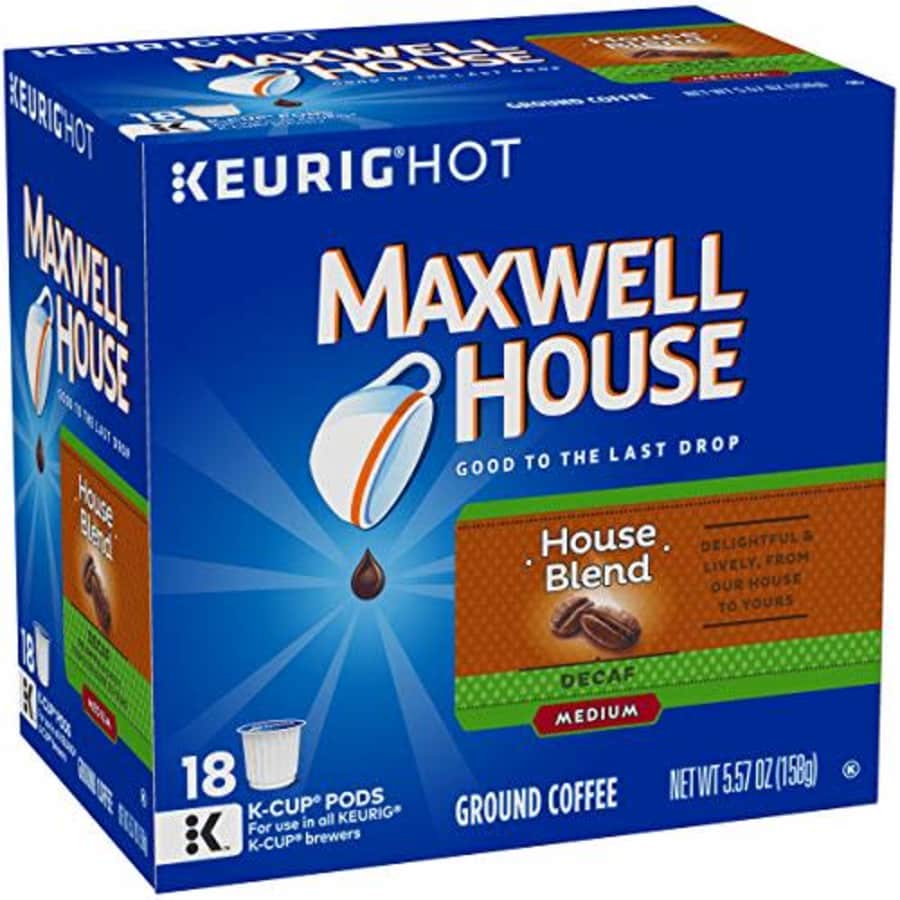 Maxwell House Decaf House Blend Medium Roast K-Cup Coffee Pods (72 Pods, 4 Packs of 18) for $53