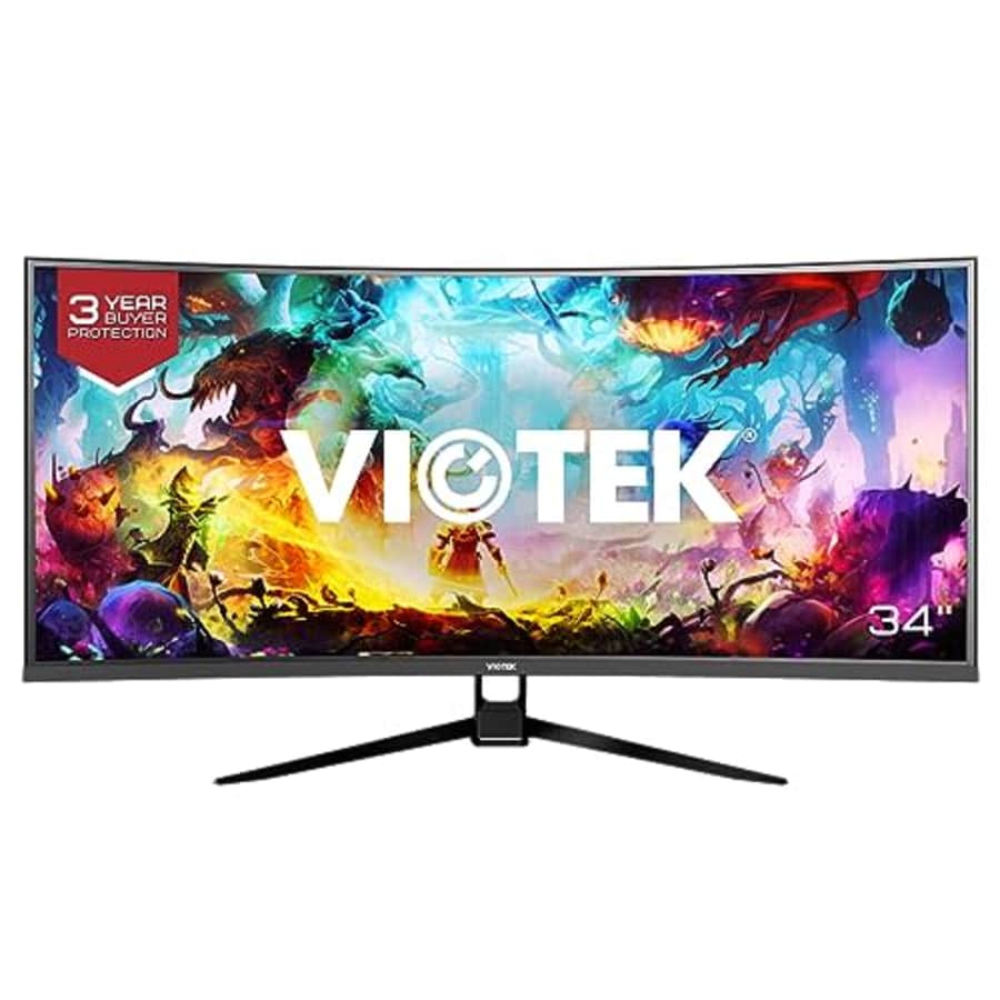 Viotek GNV34DBE3 34-Inch UWQHD 165Hz Multimedia Gaming Monitor | Ultrawide 21:9 3440x1440p, Low Lag for $300