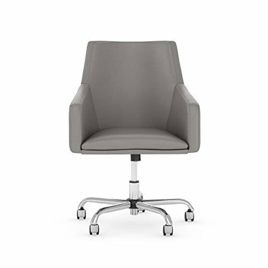 Bush Furniture Bush Business Furniture London Mid Back Leather Box Chair in Light Gray for $369 Bush Furniture Bush Business Furniture London Mid Back Leather Box Chair in Light Gray for $369