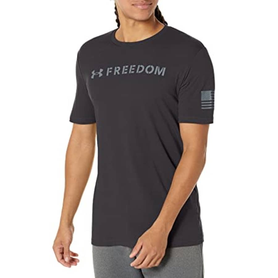 Under Armour Men's Standard New Freedom Flag Bold Sleeve T-Shirt, (001) Black / / Pitch Gray, for $40