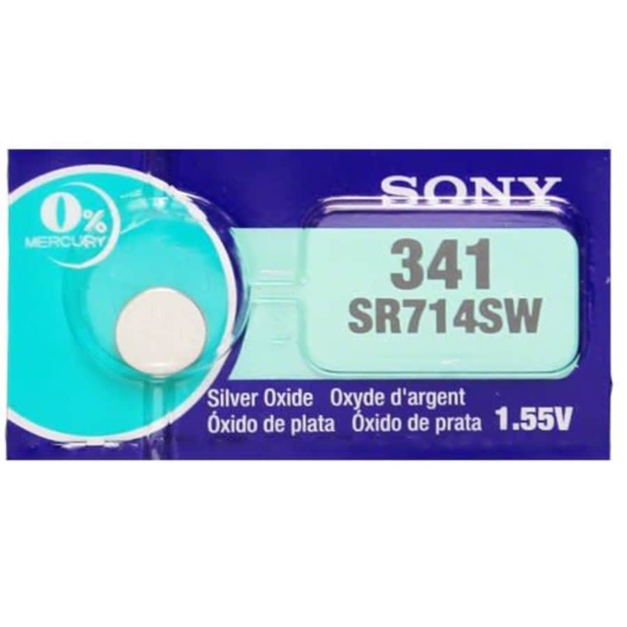 Sony 341 (SR714SW) 1.55V Silver Oxide 0% Hg Mercury Free Watch Battery (10 Batteries) for $20