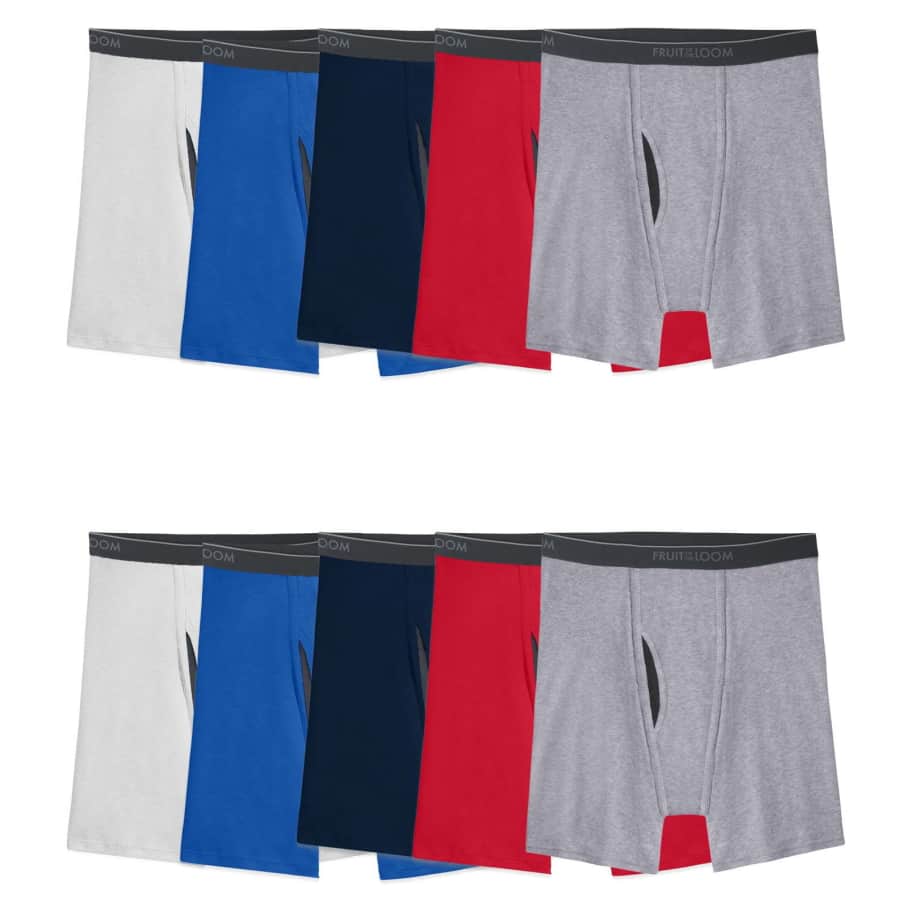 Fruit of the Loom Men's EverSoft CoolZone Fly Boxer Briefs 10-Pack for $19 Fruit of the Loom Men's EverSoft CoolZone Fly Boxer Briefs 10-Pack for $19