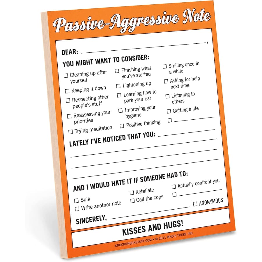 Knock Knock Passive Aggressive Nifty Note Pad for $3 Knock Knock Passive Aggressive Nifty Note Pad for $3