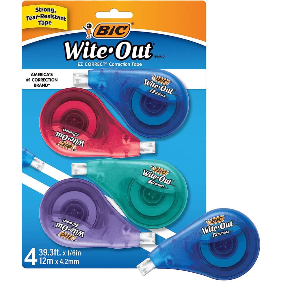 Bic Wite-Out 4-Count EZ Correct Correction Tape for $6 Bic Wite-Out 4-Count EZ Correct Correction Tape for $6