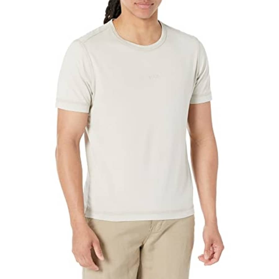 BOSS Men's Garment Dyed Jersey Small Logo T-Shirt, Stone Beige for $17